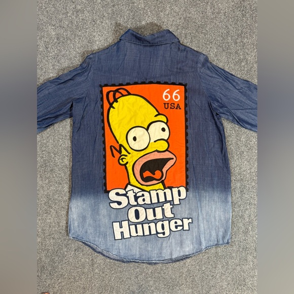 Miss Sixty Diamond The Simpsons Homer long sleeve button up shirt Size M - Picture 11 of 15
